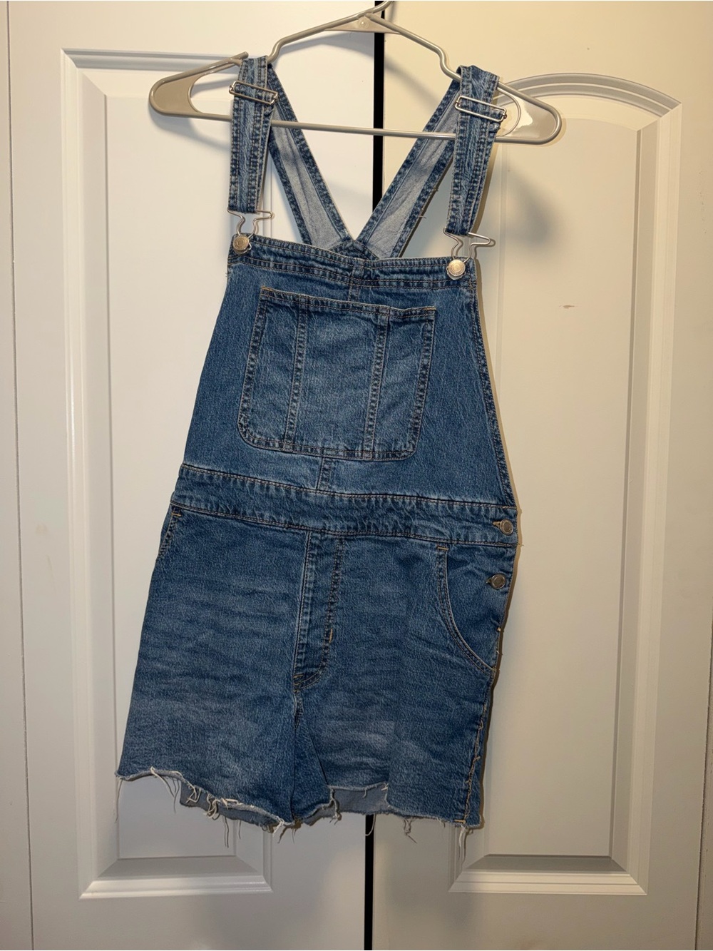 Classic Denim Overall Shorts - Blue
